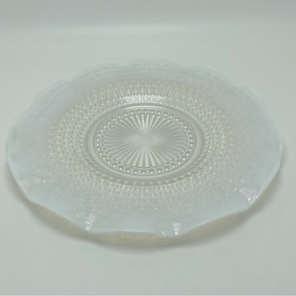 Vintage Anchor Hocking Moonstone Hobnail Ruffled Plate